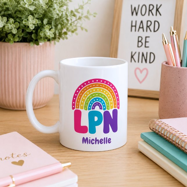 Mug Boho Monogramme Arc-en-ciel LPN (Créateur téléchargé)