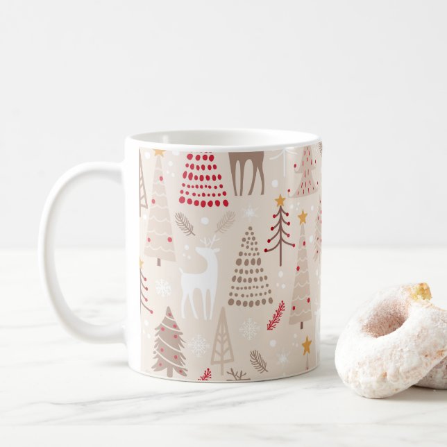 Mug Boho Neutral Plat Noël Arbres Bois Animaux (Avec donut)