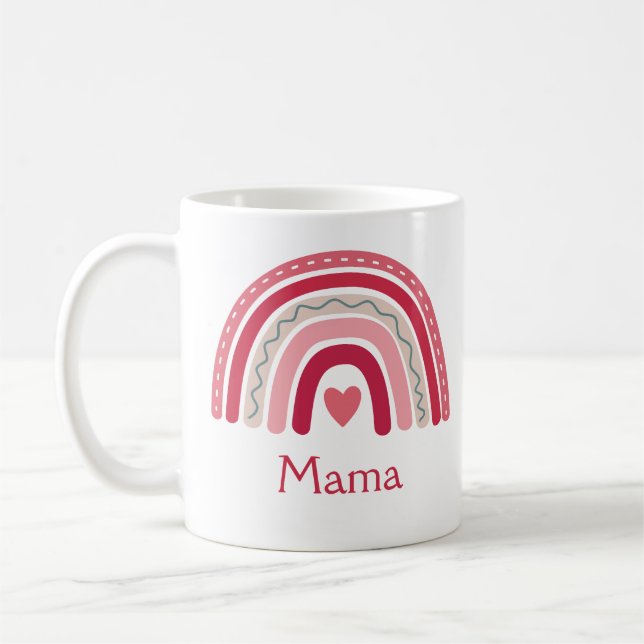 Mug Boho Rainbow Pink Heart Mama (Gauche)