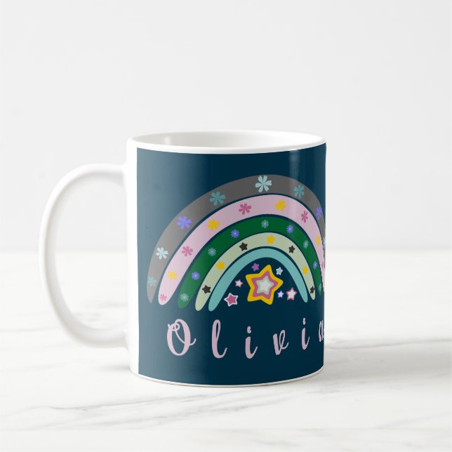Mug Boho Rainbow tendance avec nom personnalisé (Gauche)