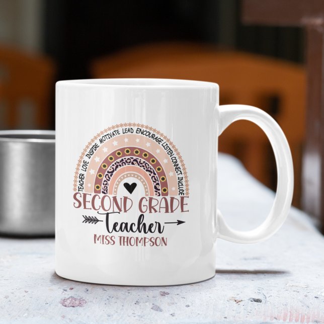 Mug Boho Rainbow Tumbler for 2nd Grade Teacher (Créateur téléchargé)