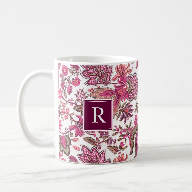 Mug Boho rose Vintage Monogramme floral (Gauche)