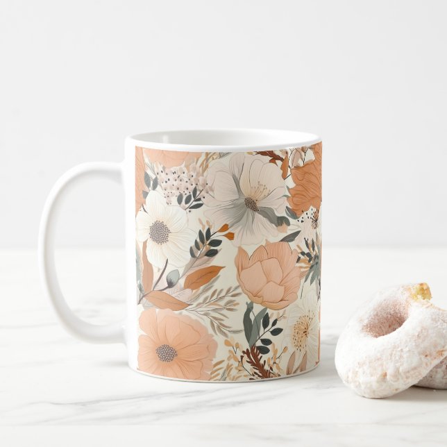 Mug Boho style fleurs couleurs motifs (Avec donut)