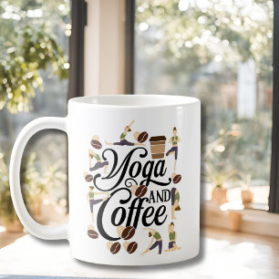 Mug Boho Typographie Abstraite Yoga Pose et