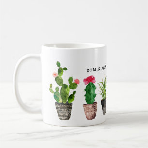 Mug Boho Watercolor Succulents Motif personnalisé