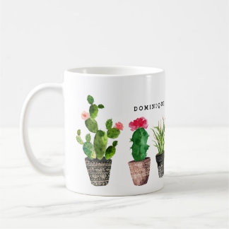 Mug Boho Watercolor Succulents Motif personnalisé