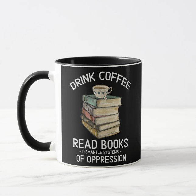 Mug Boire Café Lire Livres Démanteler Les Systèmes De (Gauche)