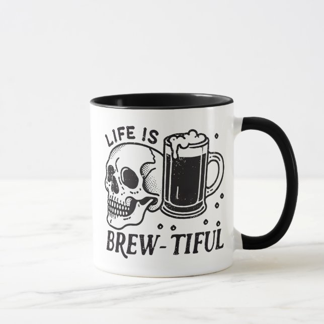 Mug Boire Drôle Vie Crâne Est Brewtiant (Droite)