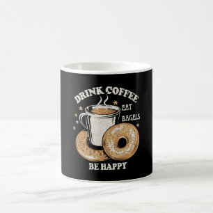 Mug Boire du café manger des bagels être heureux