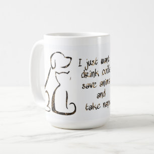 Mug Boire du café - Sauvez les animaux - Chien et Chat