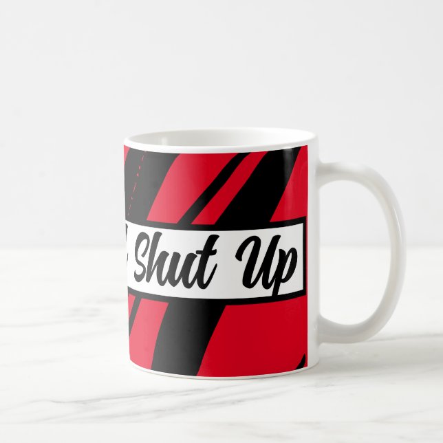 Mug Boire Et Fermer Cool Et Funny Rouge Noir & Blanc (Droite)