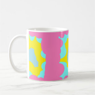 Mug Boire rose pâle jaune bleu grand motif