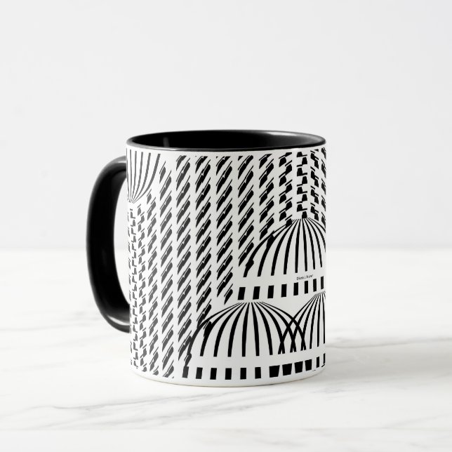 Mug Boire vers le haut Domes noirs et blancs (Devant gauche)