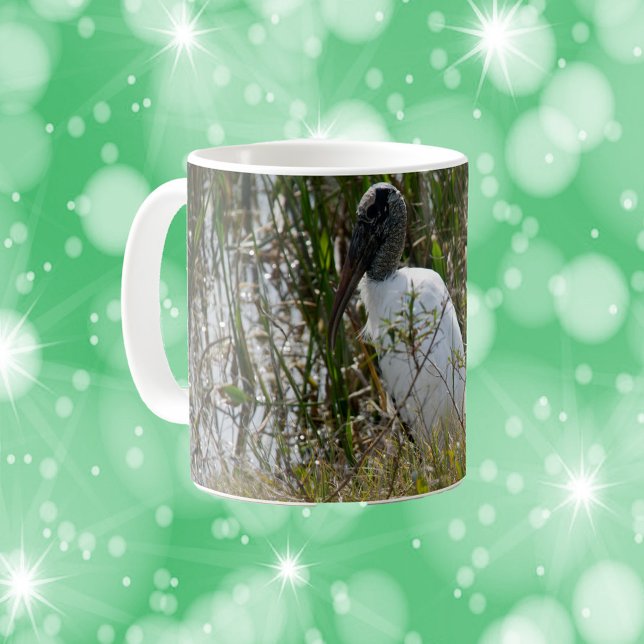 Mug Bois cigogne Oiseau Floride Wetlands Photo (A mug with a photo of a wood stork bird in Florida.)