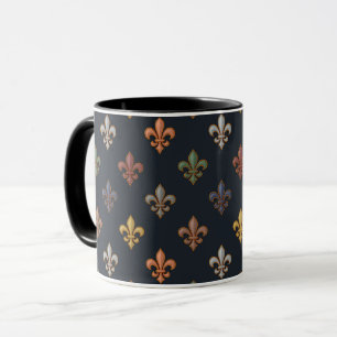 Mug Bois de Terre Sombre Motif Fleur-de-lis