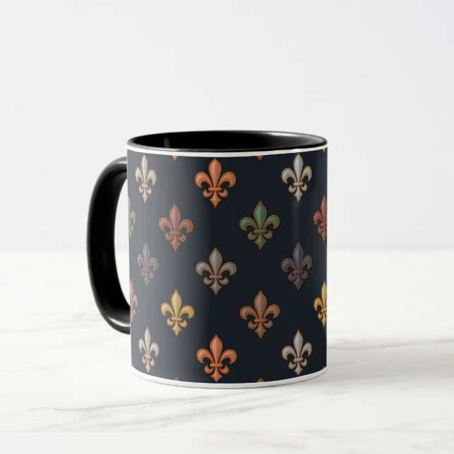 Mug Bois de Terre Sombre Motif Fleur-de-lis  (Devant gauche)