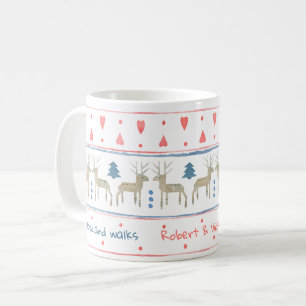Mug Bois hivernal nordique avec texte et noms personna