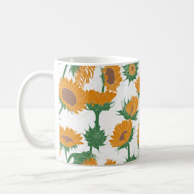 Mug Bois Imprimer tournesol orange (Gauche)