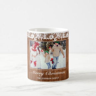 Mug Bois rustique et dentelle blanche Joyeux Noël Phot