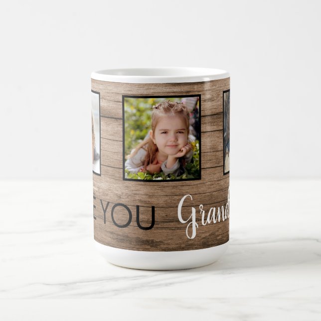 Mug Bois Rustique Love You Trois Photo  (Centre)