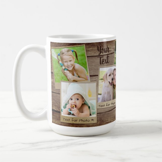 Mug Bois rustique Vintage 7 cadres photo (Gauche)