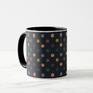 Mug Bois Tons Terre Sombres Motif Points Polka