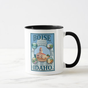 Mug Boise, affiche de voyage d'IdahoScenic