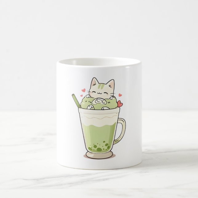 Mug Boisson au matcha au lait et aux perles de tapioca (Centre)