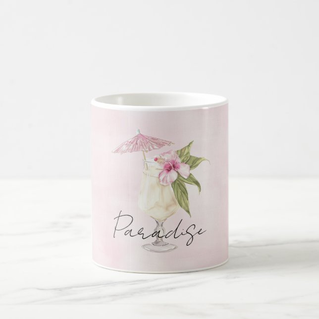 Mug Boisson au Parasol Fleur d'Hibiscus Rose Tropical (Centre)