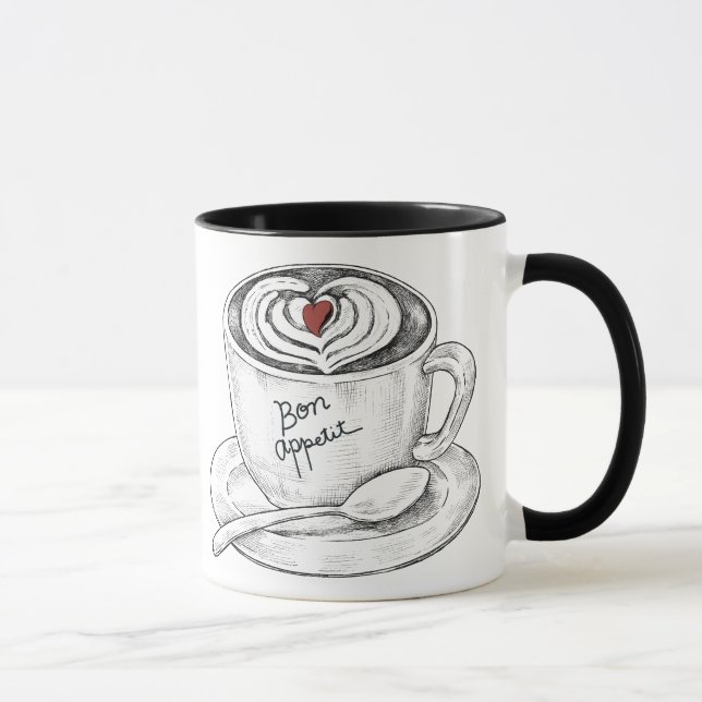 Mug Boisson d'art en latte, dessinée à la main (Droite)