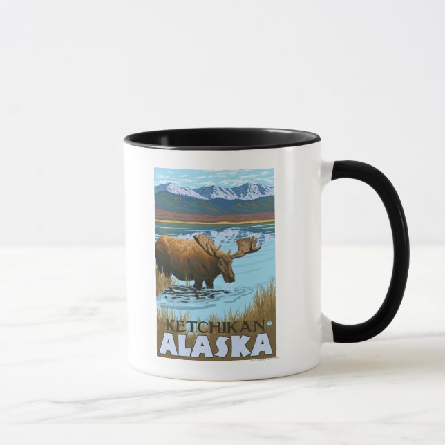 Mug Boisson d'orignal au lac - Ketchikan, Alaska (Droite)
