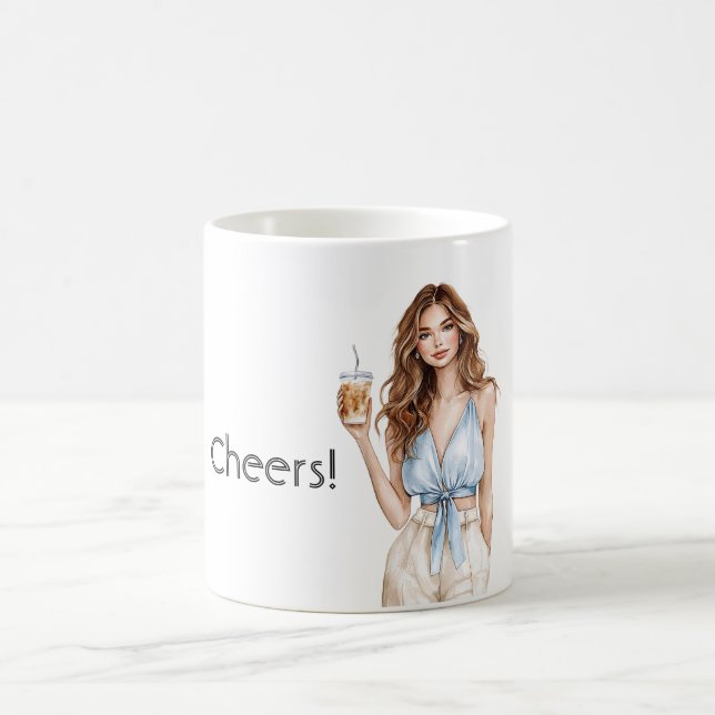 Mug Boisson Féminine Chemisier Bleu Cheers (Centre)