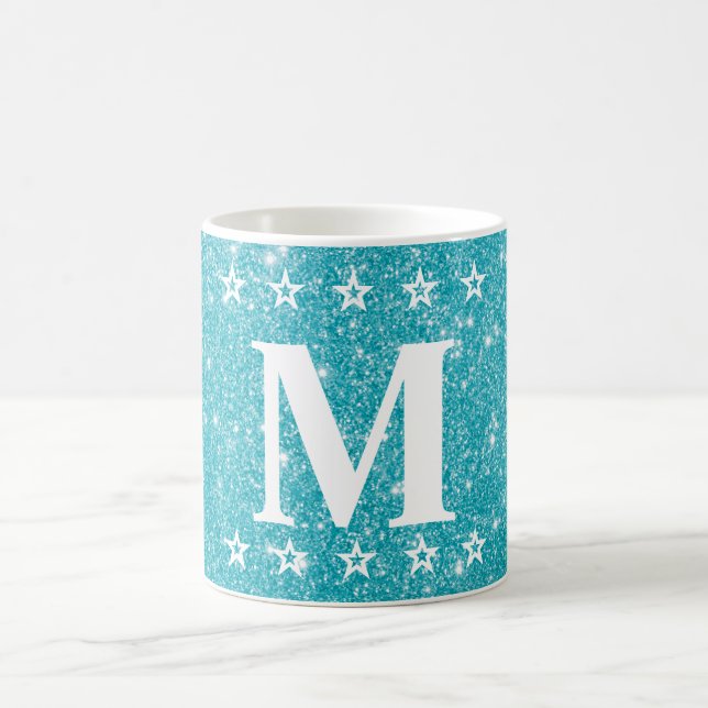 Mug Boisson personnalisée Glitter 5 étoiles bleu sarce (Centre)