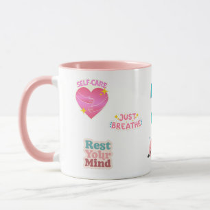 Mug BOISSON SEREINE DE PAIX Accent bicolore rose et bl