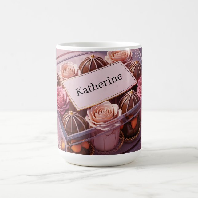 Mug Boîte cadeau de chocolat de luxe avec nom personna (Centre)