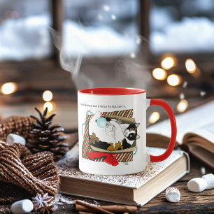 Mug Boîte cadeau drôle de chat calico de Noël