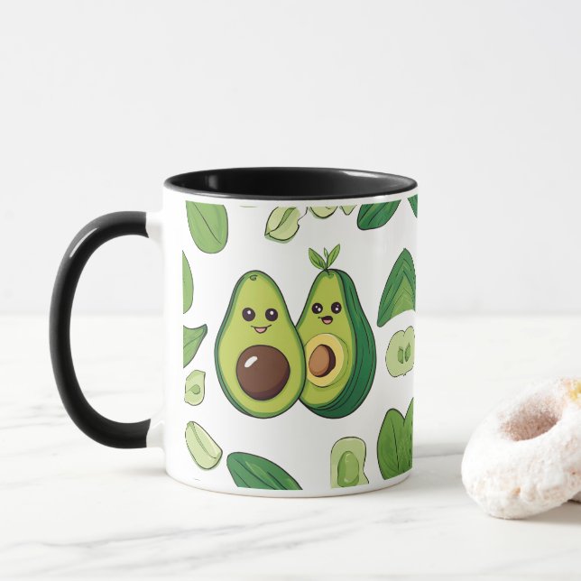Mug Boîtier téléphonique couple Avocado | Funny Kawaii (Avec donut)