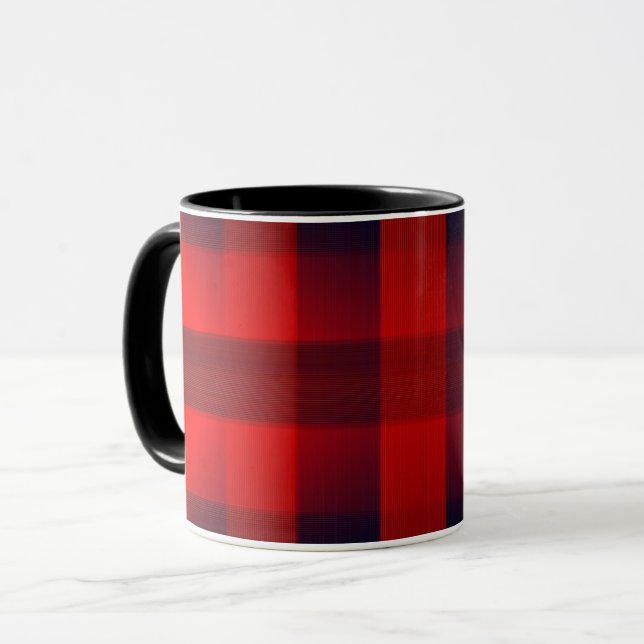 Mug Bokeh rouge à carreaux de Buffalo (Devant gauche)