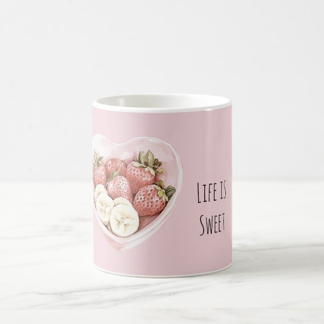 Mug Bol rose de fruits : fraises et bananes (Centre)