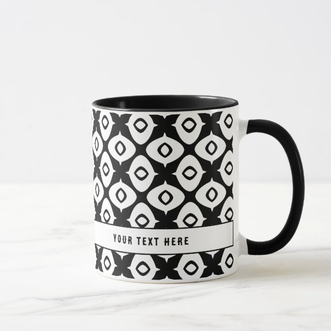 Mug Bold Black and White Symmetrical Arabesque Pattern (Droite)