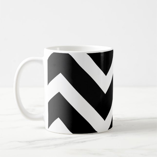 Mug Bold Black White Chevron Geometric Pattern (Gauche)