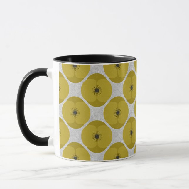 Mug Bold Minimalist Poppy Textured Floral Yellow (Gauche)