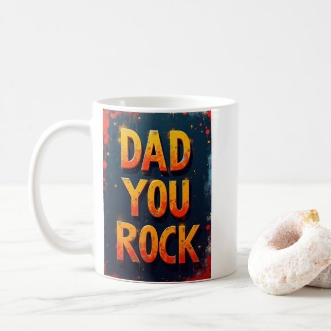 Mug Bold Papa You Rock Fête des pères Design moderne (Avec donut)