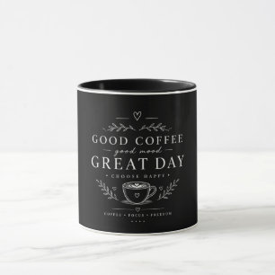 Mug Bon café bonne humeur grande journée minimaliste