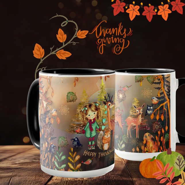 Mug Bon thanksgiving Animaux des bois (Happy Thanksgiving Woodland Animals Mug)