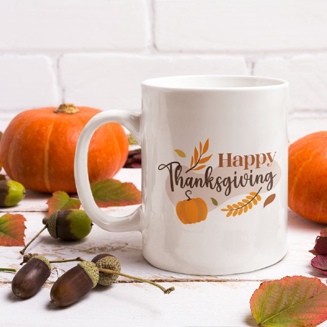 Mug Bon thanksgiving Citrouille Automne Leaves (Happy thanksgiving mug)