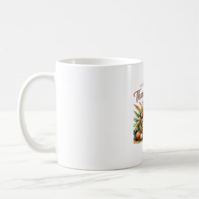 Mug Bon thanksgiving - Panier de récolte avec Citrouil (Gauche)