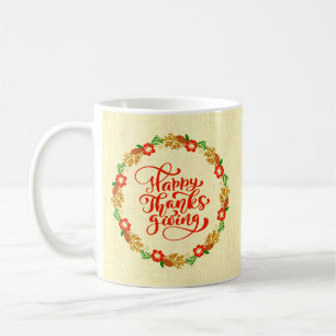 Mug Bon thanksgiving Red Gold Wreath