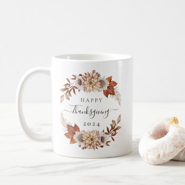 Mug Bon thanksgiving Rustic Fall Leaves (Avec donut)