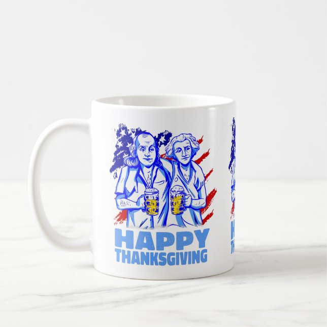 Mug bon thanksgiving washington franklin patriote (Gauche)